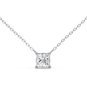 2Ct Classic Princess Solitaire Pendant with chain
