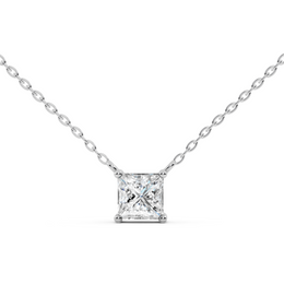 1Ct Classic Princess Solitaire Pendant with chain