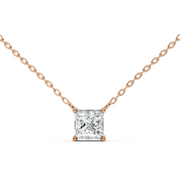1.5Ct Classic Princess Solitaire Pendant with chain