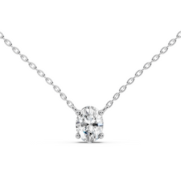 1Ct Classic Oval Solitaire Pendant with chain