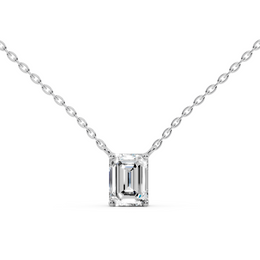 1Ct Classic Emerald Solitaire Pendant with chain