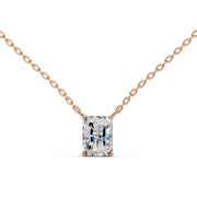 1Ct Classic Radiant Solitaire Pendant with chain