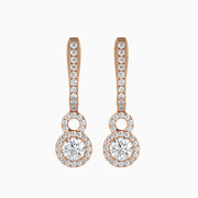 Duo Halo Diamond Drops Earrings