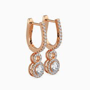 Duo Halo Diamond Drops Earrings