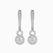 Duo Halo Diamond Drops Earrings