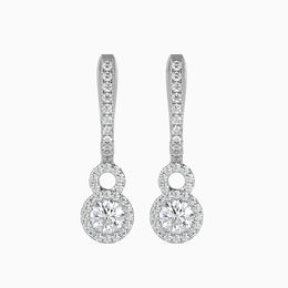 Duo Halo Diamond Drops Earrings