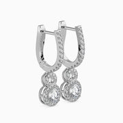 Duo Halo Diamond Drops Earrings