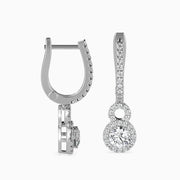 Duo Halo Diamond Drops Earrings