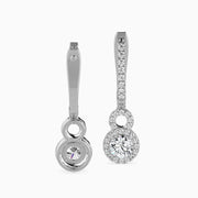 Duo Halo Diamond Drops Earrings