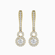 Duo Halo Diamond Drops Earrings