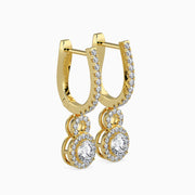 Duo Halo Diamond Drops Earrings