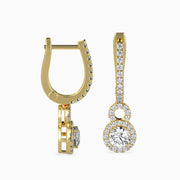 Duo Halo Diamond Drops Earrings