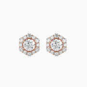 Hexa Halo Diamond Earrings