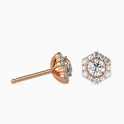 Hexa Halo Diamond Earrings
