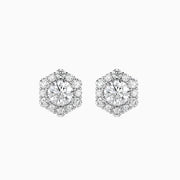 Hexa Halo Diamond Earrings