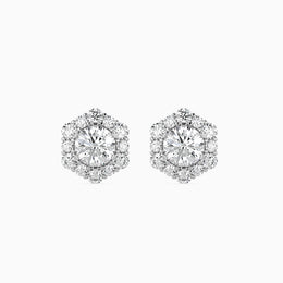 Hexa Halo Diamond Earrings