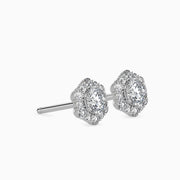 Hexa Halo Diamond Earrings