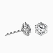 Hexa Halo Diamond Earrings
