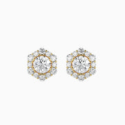 Hexa Halo Diamond Earrings